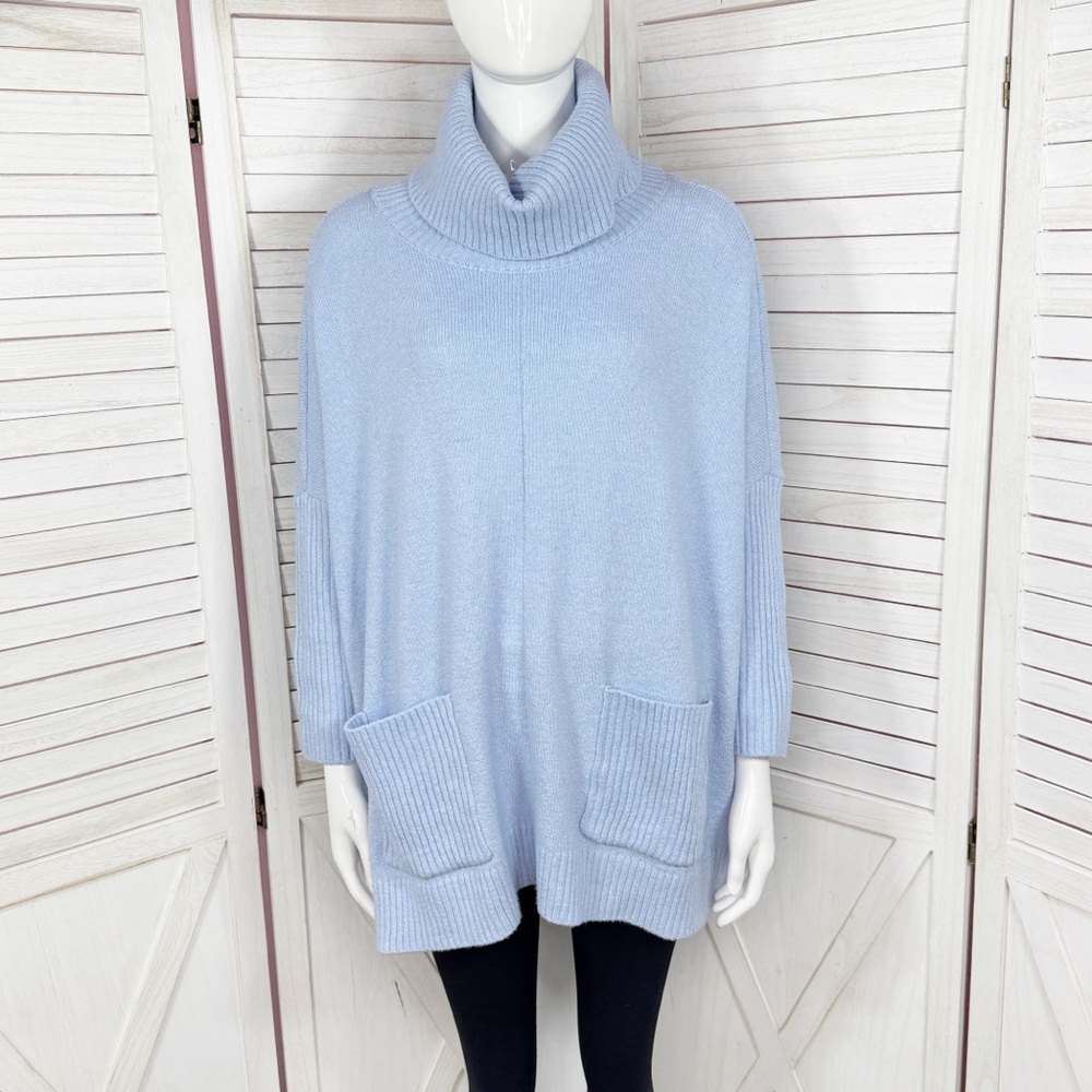 Loft Cowl Neck Pockets‎ Front Tunic Sweater Powder Blue XS